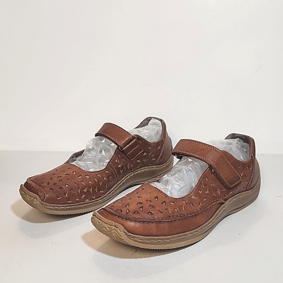 Rieker Celia Brown leather Mary Jane Shoes Size 40 - Picture 1 of 10
